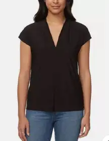 Buffalo david bitton Elevated Knit V Neck Blouse with Cap Sleeve NWT