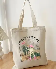 Taylor Swift Cowboy Like Me Frog Print Canvas Tote Bag Merch 14in x 14in NEW