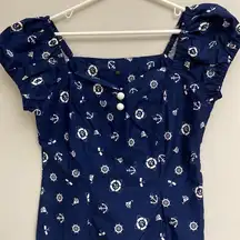 Nautical. Wommens navy blue/white top size XL