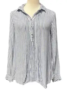 beachlunchlounge Blue and White Striped Button Down Shirt