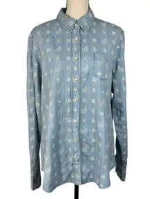 Stetson X-Large Western Top Snap Front Geometric Long Sleeve Chambray Collared