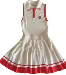 New MALBON Womens Bella  Knit Dress size 2 White Red  Golf