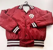 VTG Sport King M Bomber Jacket Paw Logo Quilted Lined Cheer Varsity Style