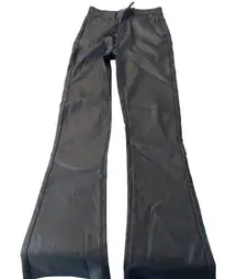 Edikted Black Faux Leather Flare Pants High Rise Size Medium cut bottoms