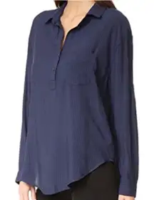 Rails Elle Classic Popover Shirt Pullover Blouse‎ Blue Black Stripe size Small