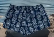 Chic Lauren James Women’s Xl Shorts Pineapple Print‎ Elastic-Drawstring Waist