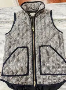 J. Crew Herringbone Print Puffer Vest EUC Sz XXS w/ Pockets