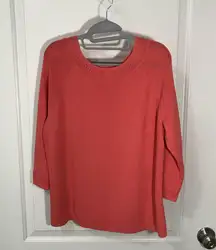 Laura Ashley Coral 3/4 Sleeve Rayon/Nylon  Sweater Large