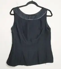 JJ's House Black Sleeveless Blouse Top Scoop Lace Ribbon 12 New