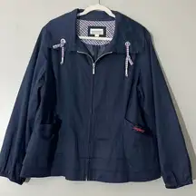 Longaberger Homestead Navy Womens Zip Up Jacket Size L