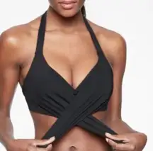 Athleta Black Wrap Halter Bikini Tie Top 36 B/C