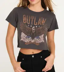 La La Land Outlaw Short Sleeve Graphic Cropped T-Shirt Gray Small