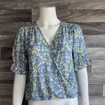 West Kei Blue and Yellow Floral Blouse
