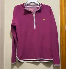 Magnolia Lane Pink Pullover Size Large Masters Golf Tournament Logo Quarter Zip