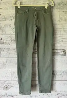 Women’s Skinny Cropped Jean. Olive Green. Size 28