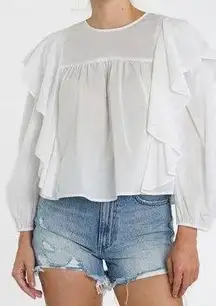 Topshop  Draped Ruffle Longsleeve Top