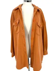 Avec Les Filles Anthropologie Shacket Button Down Jacket Coat Orange Size Large