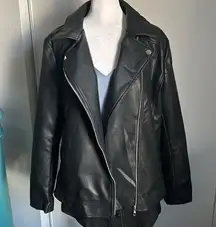 New a.n.a. New Concepts Women’s Vegan Leather Black Moto Jacket Biker Jacket