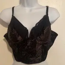 Black Velvet Longline Bustier Bra Top