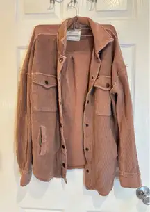 Thread and Supply Womens Corduroy Button Down Shirt Jacket Medium Rose