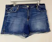 Rock & Republic Women's Distressed Denim Shorts Medium Blue Wash Size 16 EUC