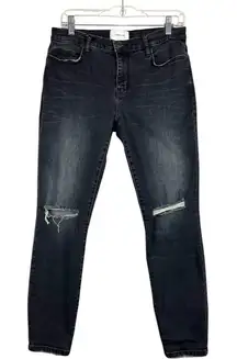 Current Elliot Black Faded Jeans Skinny Distressed‎ Mid Rise Grunge Sz 30
