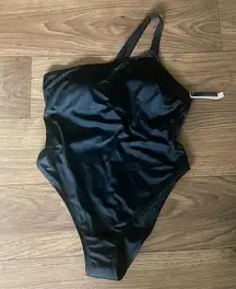 NWT Victoria Secret Black One Shoulder Cut Out Back One Piece Swimsuit