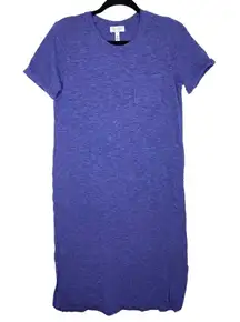 Jessica‎ Simpson Woman's Blue Stretch Trapeze Shirts Dress Medium Pocket Comfy