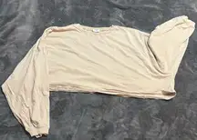 Beige long-sleeved crop top