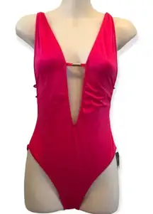 Topshop Hot Pink One Piece Swimsuit Size 6 NEW