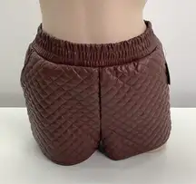 Jolie & Joy Faux Leather Shorts Hot Pants Padded Quilted Elastic Waist New