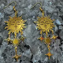 2/$29 or 3/$39 NWOT Gold Sun and Star Dangle Earrings