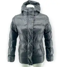 Marmot  650 Fill Goose Down Women’s Pewter Puffer Hooded Full Zip Jacket Coat XS