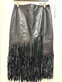 Hugo Boss Leather Tassel Zip Up Skirt perfect for Fall!