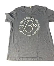 Bella Canvas Heather Blue V Neck T Shirt Be Mindful Grateful Positive True Sz L