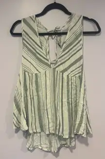 Fab Rik green and white stripe flowy tank top