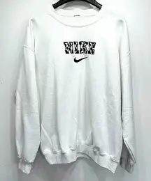 Nike Cow Print Logo Crewneck Sweatshirt Black & White Oversized Comfy Cozy Large