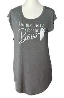 Maurices Here For The boos Halloween Ghost & Wine Graphic T-Shirt Gray Size XS
