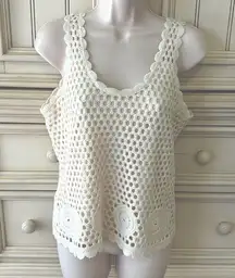 Women’s ADIVA Fully Lined Cream Colored Crochet Tank Top Sz S NWT