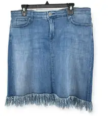 NYDJ  Long Fray Fringe Five Pocket Knee Length High Rise Denim Skirt Size 20