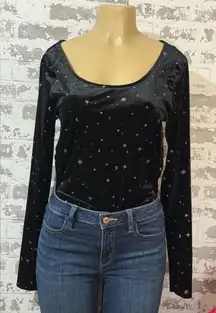 Wild Fable Black Velvet Starry Bodysuit