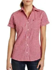 Carhartt NWT  Women’s Short Sleeve Gingham Button Down Shirt Poplin Pink White M