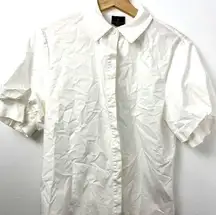 Worthington Petite White Puffy Sleeve Button-Up Blouse PXS