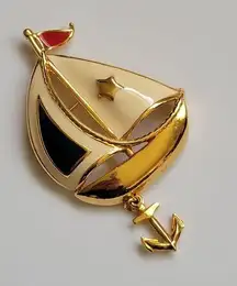 Vintage Avon Nautical Patriotic Enamel Sailboat brooch