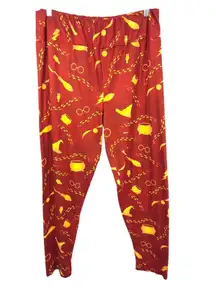 Harry Potter Leggings XL Red Gold Quidditch Wizard Broomstick Gryffindor‎ 246