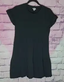 J. CREW FACTORY FLUTTER SLEEVE T SHIRT DRESS TIERED BLACK COTTON LIGHTWEIGHT XS