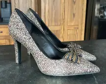 Circus by Sam Edelman Women’s Harriet Gold Glitter Bow Pointed Toe Heels Size 12