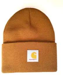 Carhartt Tan Short Watch Hat 100% Acrilyc One Size Knit Cuffed Beanie 