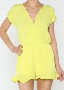 Chartreuse Ruffle Trim Romper