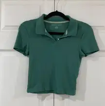 Cropped Green Polo Collared Shirt